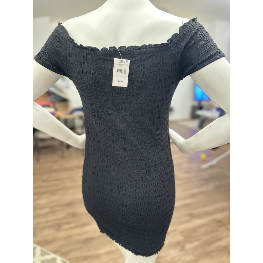 NEW Cotton On Black Dress Size M/L 8/10 Off Shoulder Smocked Cocktail Party NWT - Picture 7 of 10